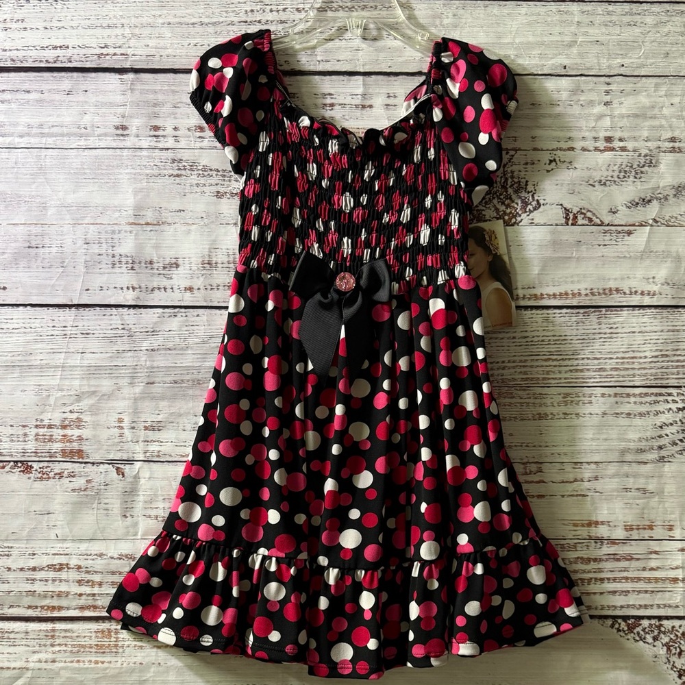 NWT Sweet Heart Rose Black and Pink Polka Dot Dress
